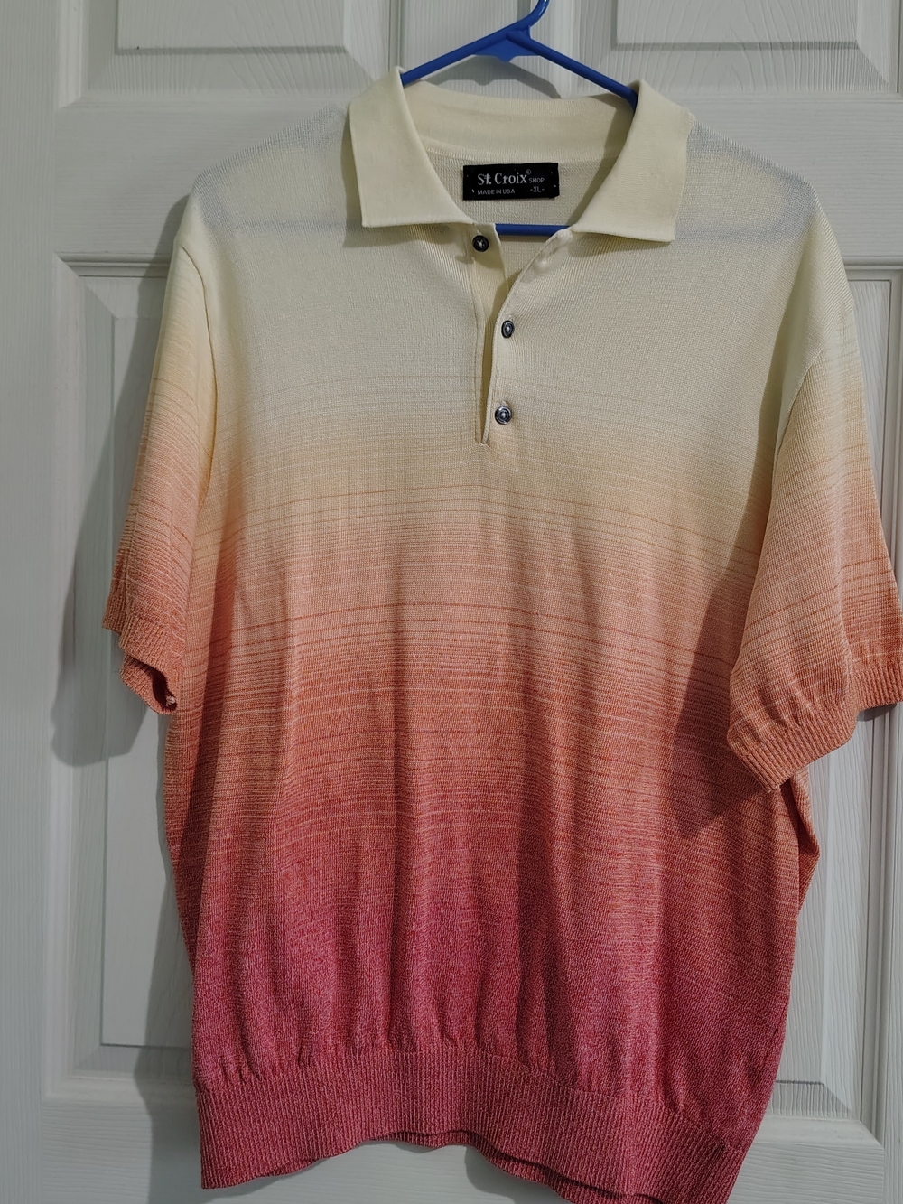 Vintage St. Croix Gradient Cream to Pink Short-Sleeve Polo New Without Tags